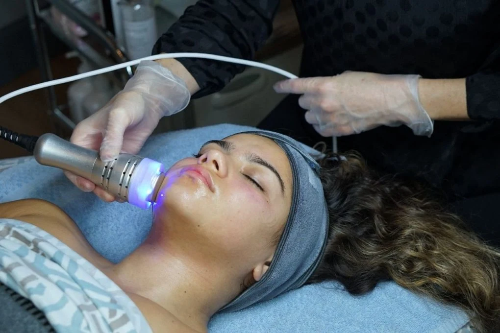 Hydrating facial treatment in progress