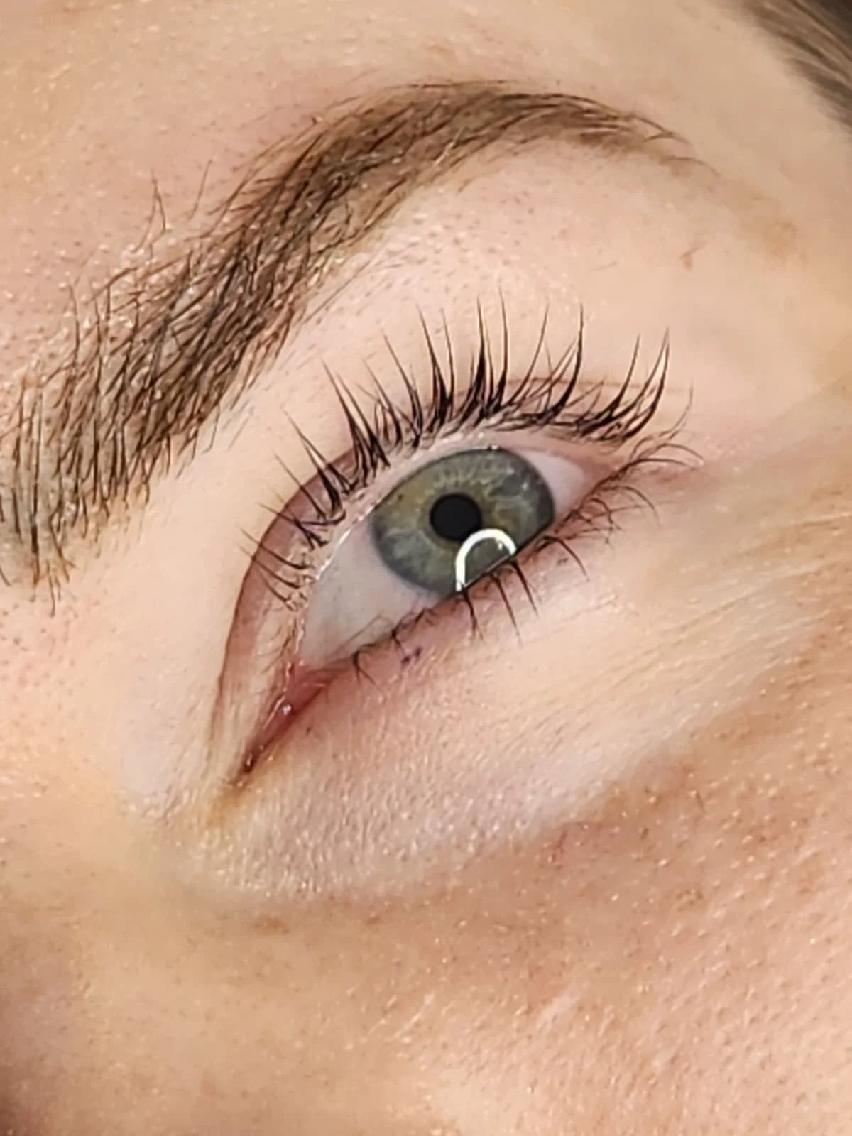 Lash tint and lift before and after